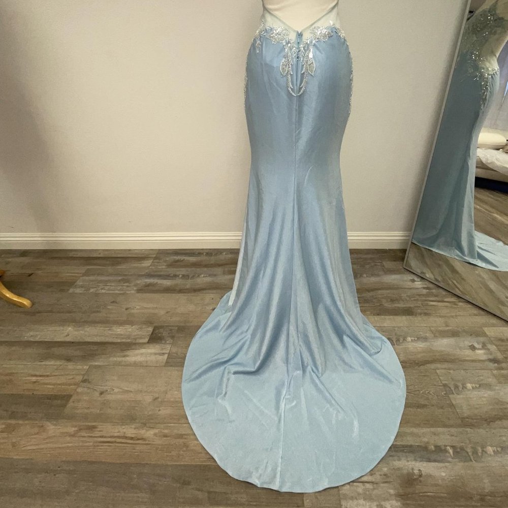 NEW LONG SLEEVELESS SHEATH DRESS V-NECKLINE AND OPEN CRISS-CROSS BACK NX G1369 - Picture 8 of 8